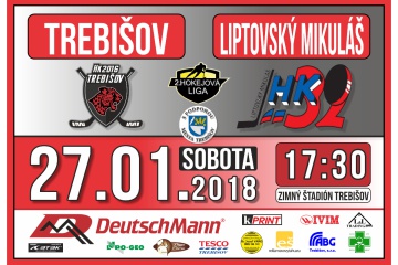 Hokejový zápas:  HK 2016 Trebišov  -  HK Liptovský Mikuláš