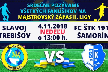Majstrovský zápas II. ligy: FK Slavoj Trebišov - FC ŠTK 1914 Šamorín