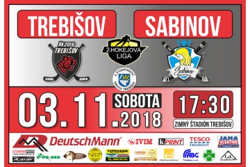 Hokejový zápas:  HK 2016 Trebišov  - HK Sabinov