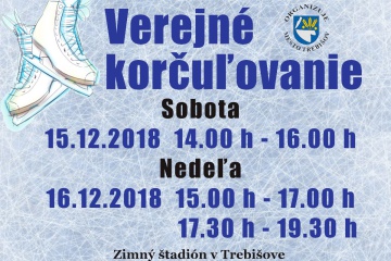 Korčuľovanie pre širokú verejnosť - 15. a 16. decembra 2018