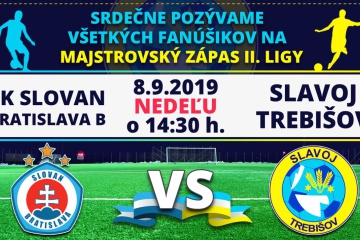 Majstrovský zápas II. ligy: ŠK SLOVAN Bratislava B - FK SLAVOJ Trebišov