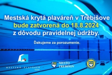 Mestská krytá plaváreň zatvorená do 18.8.2024